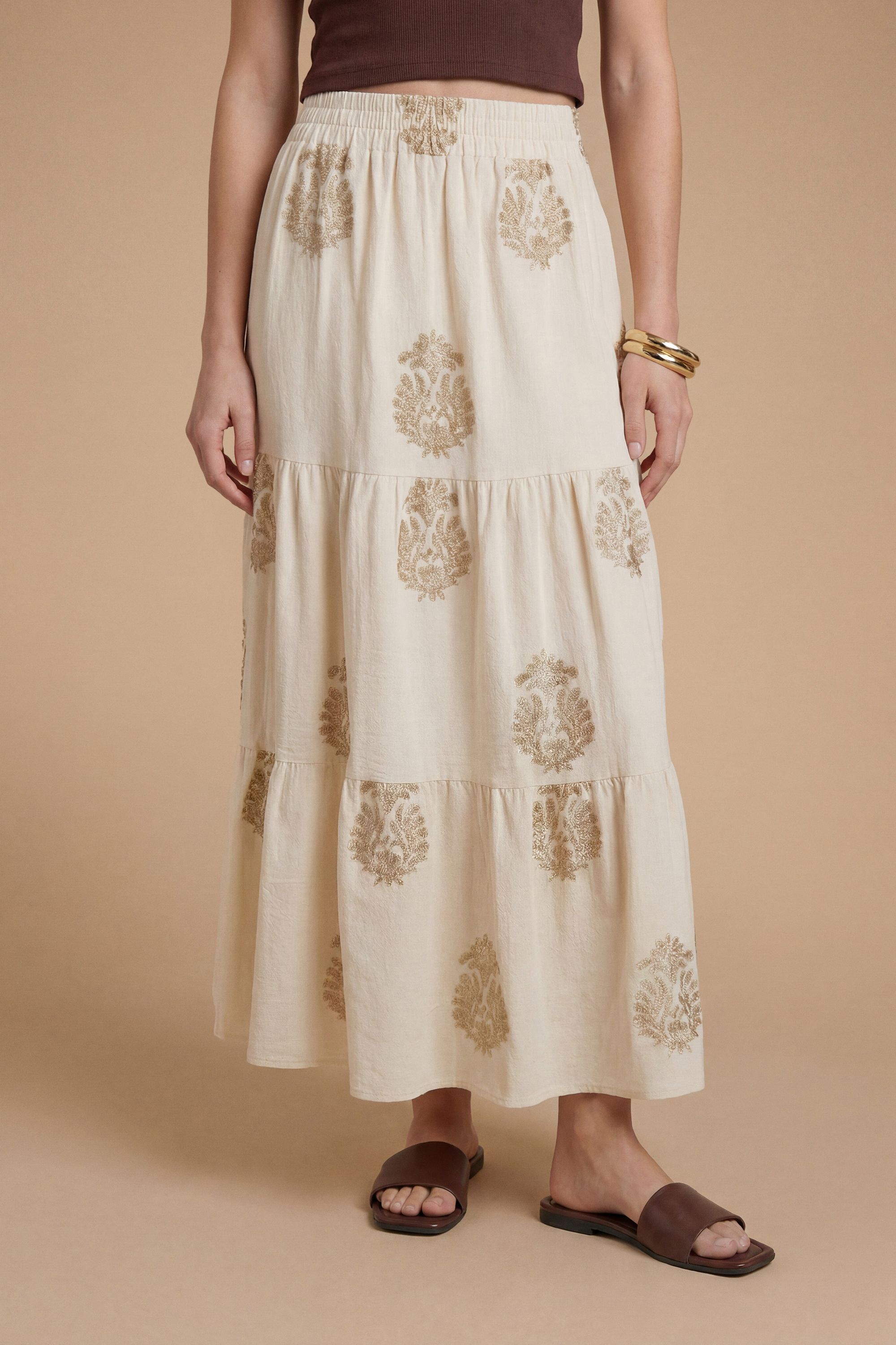Dorothy Perkins Embroidered Tiered Maxi Skirt