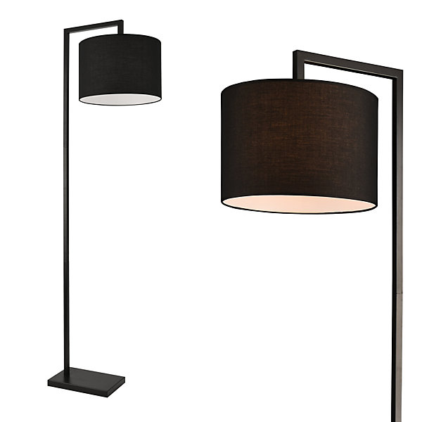 Lampadaire Lampe à Pied Avec Abat-jour Métal Et Tissu Noir 161 Cm lux.pro
