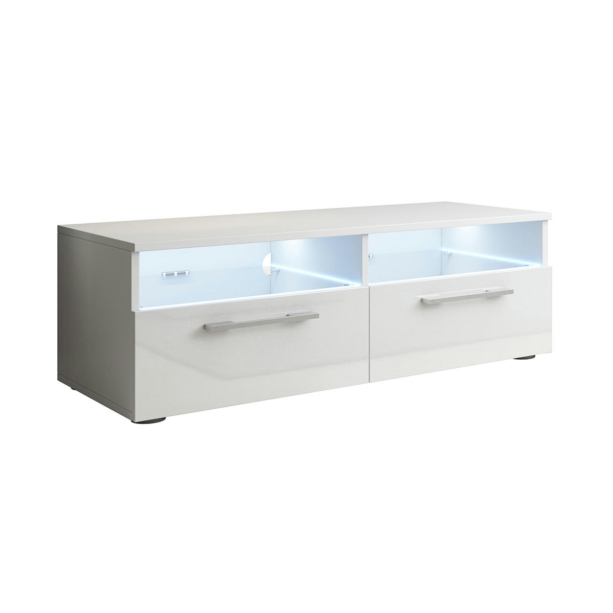- Meuble tv 2 portes 100 cm avec led blanc