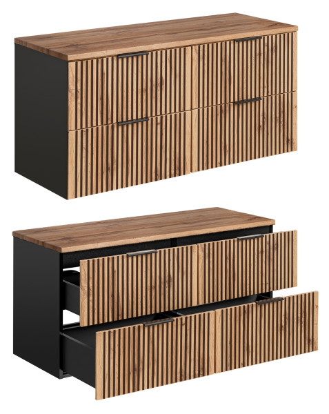 Zestaw mebli 120 XILO BLACK z umywalkami MONA i lustrami LED