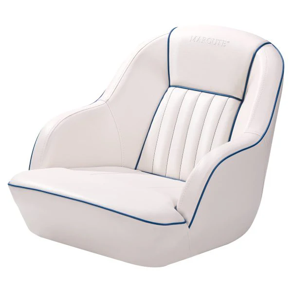 Pontoon Boat Seat, Captains Bucket Boat Seat, Back Folding Boat, Boat Cabin Seating  White  Blue