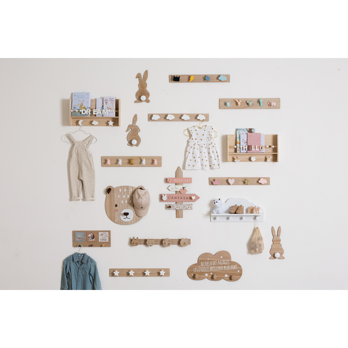 Kids coat hook "Wild" Pine, 55x8.5 cm