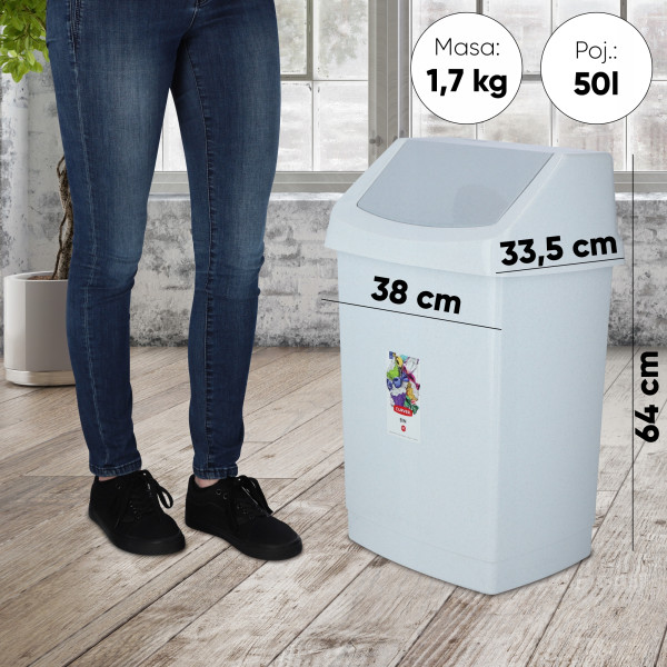 Curver Kosz Na Śmieci Uchylny 50 L Granitowy