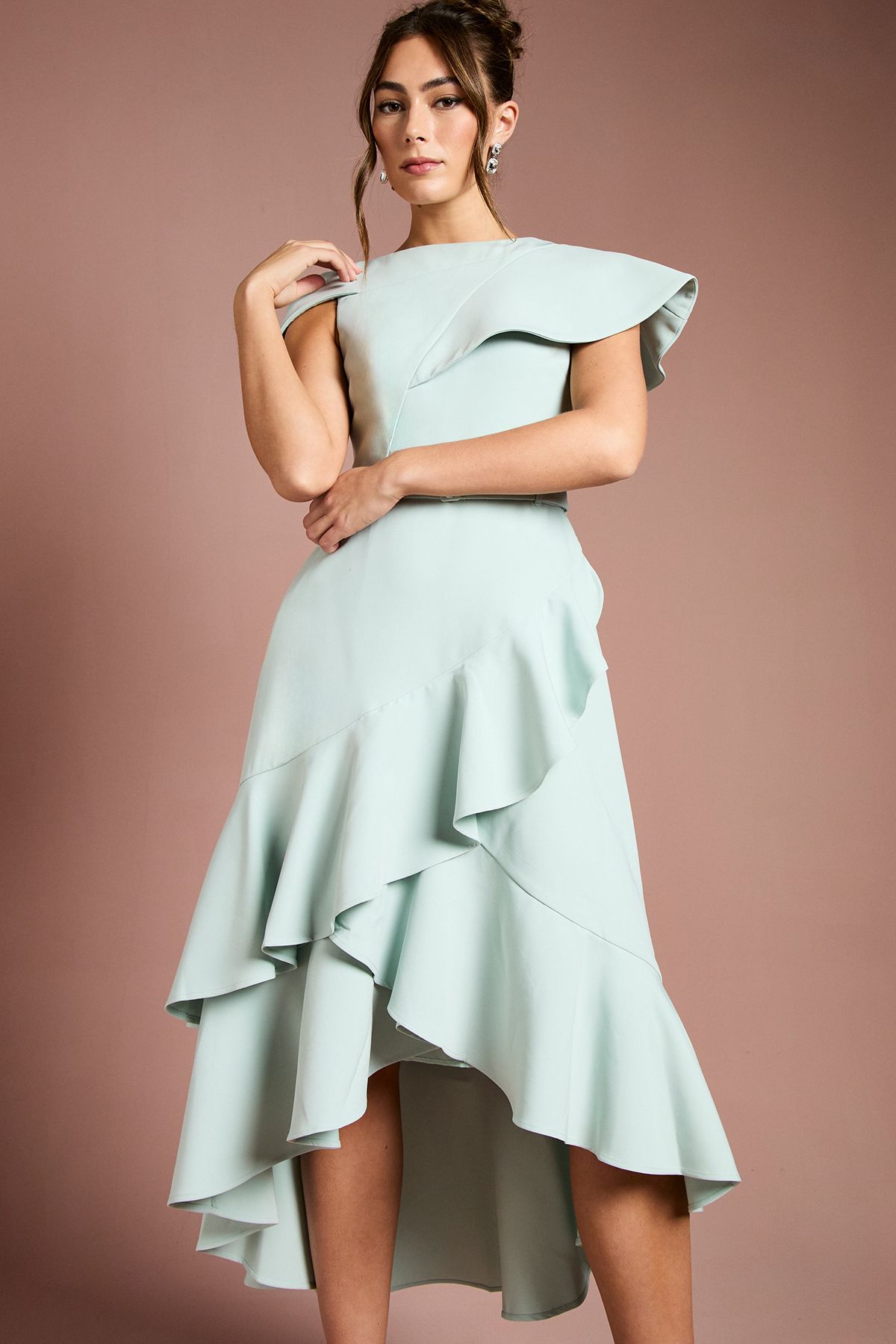 Coast Waterfall Crepe Belted Midi Dress