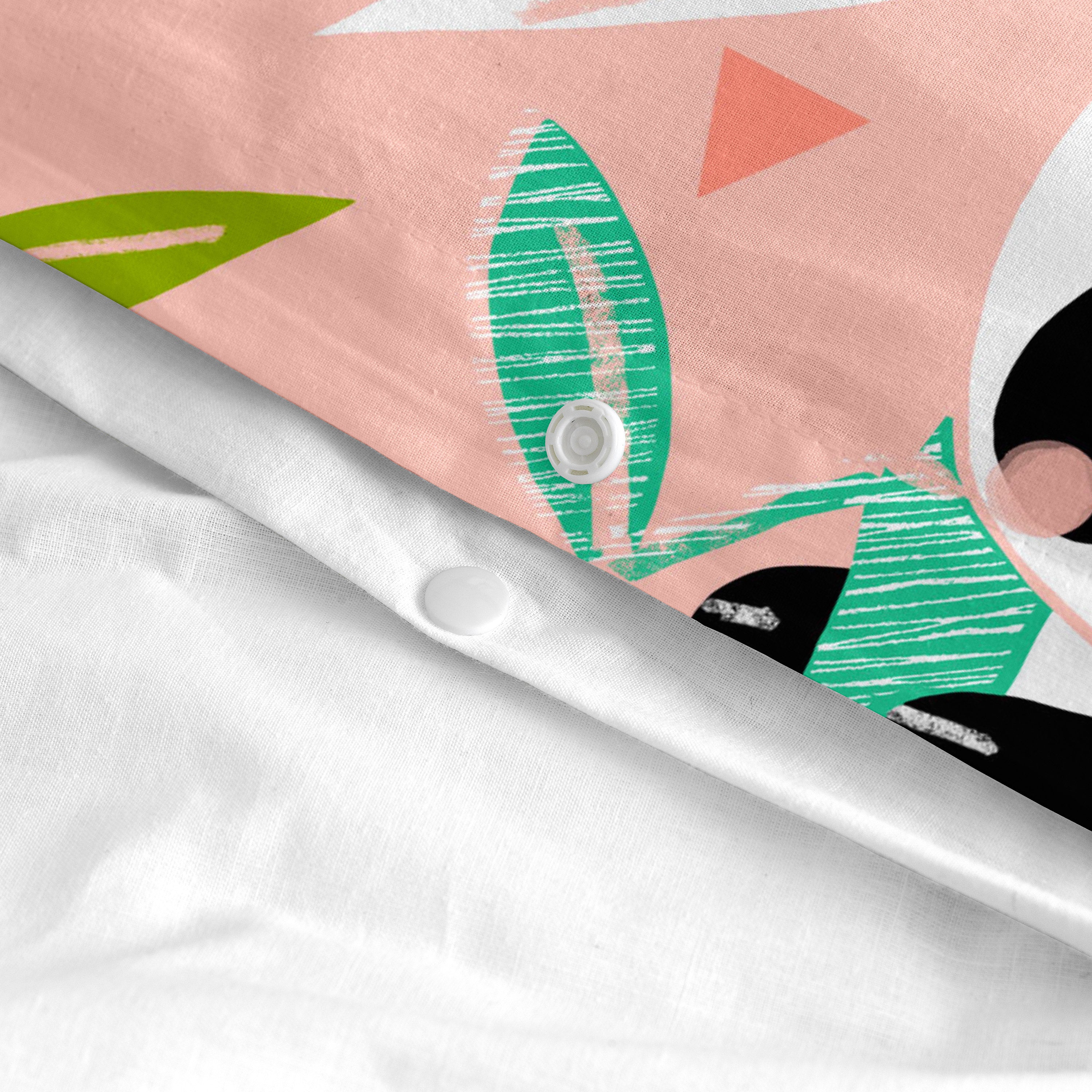 Panda garden Dekbedovertrek wieg 2-delig Moshi Moshi, Rosa, 100% katoe
