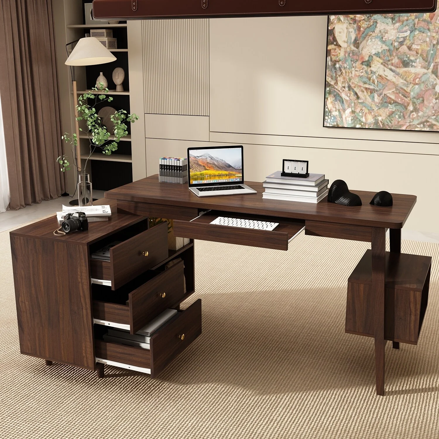 L Shaped Executive Desk 55.1 L Shape Computer Desk Office Desk