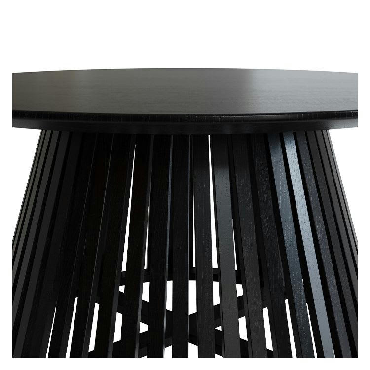 KÉPÈS - Table basse ronde noire en bois d'acacia D80 cm