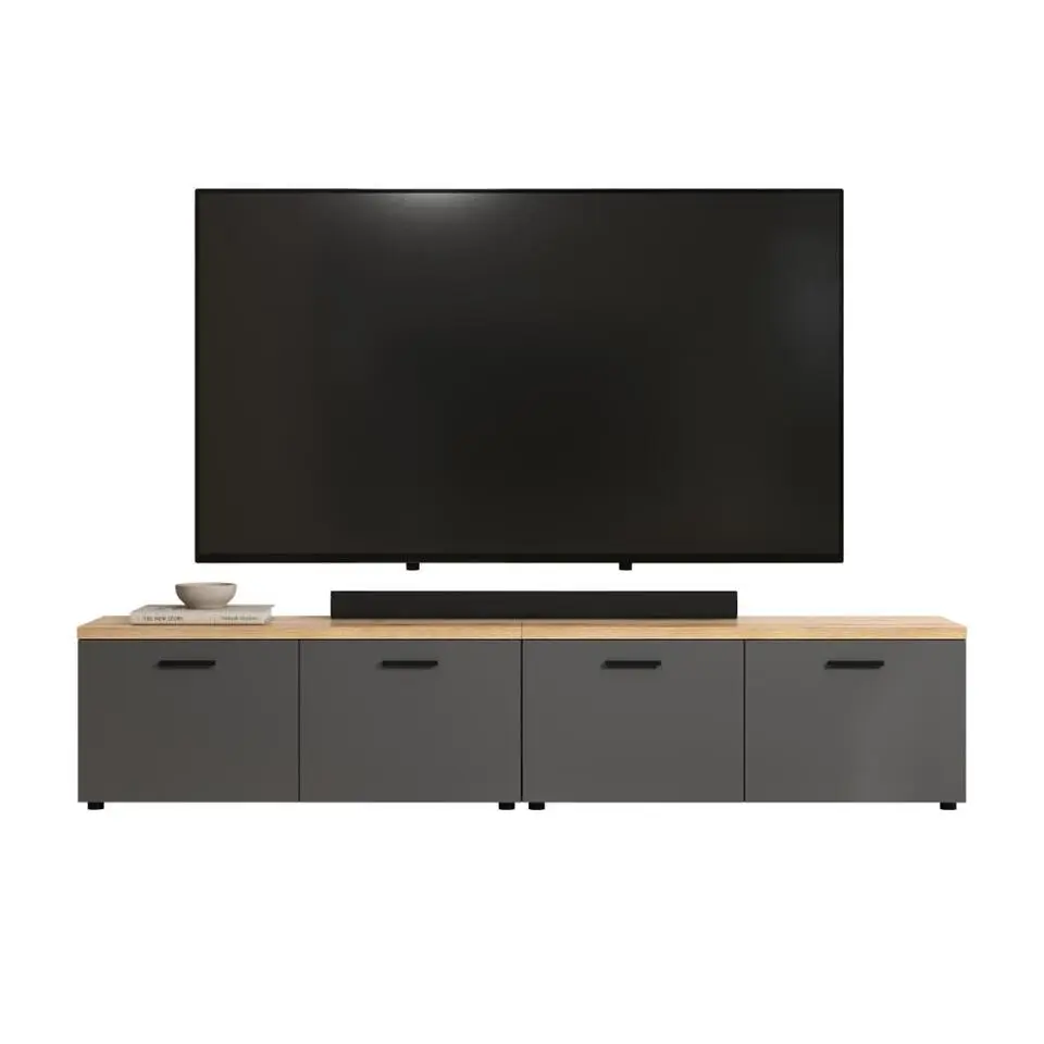 Hioshop Baggio TV-meubel 2 delen- 4 deuren antraciet