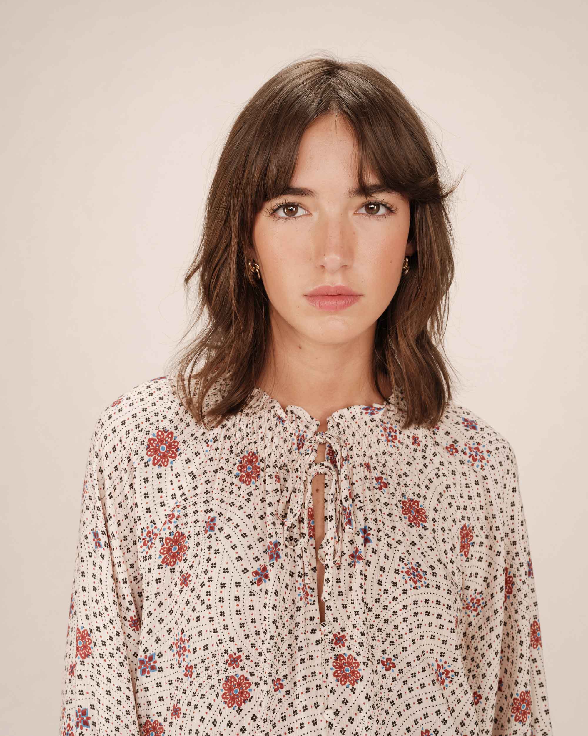 Blouse imprimée ecru Scarlett