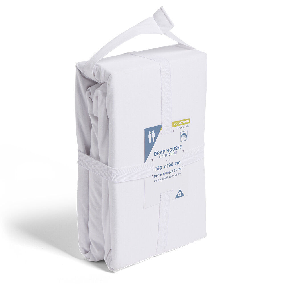Drap housse 140x190cm polycoton blanc