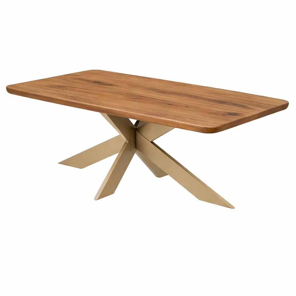 Table extensible chêne brun bords biseautés pied grège fin 200 cm PALERME