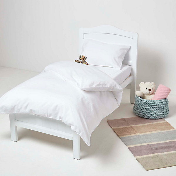 Lot de 2 draps housse lit bébé en lin lavé blanc, 70 x 140 cm - HOMESCAPES