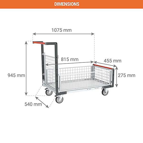 Chariot modulable grillagé - Bac 815x455mm - Charge max 250kg - 806724146