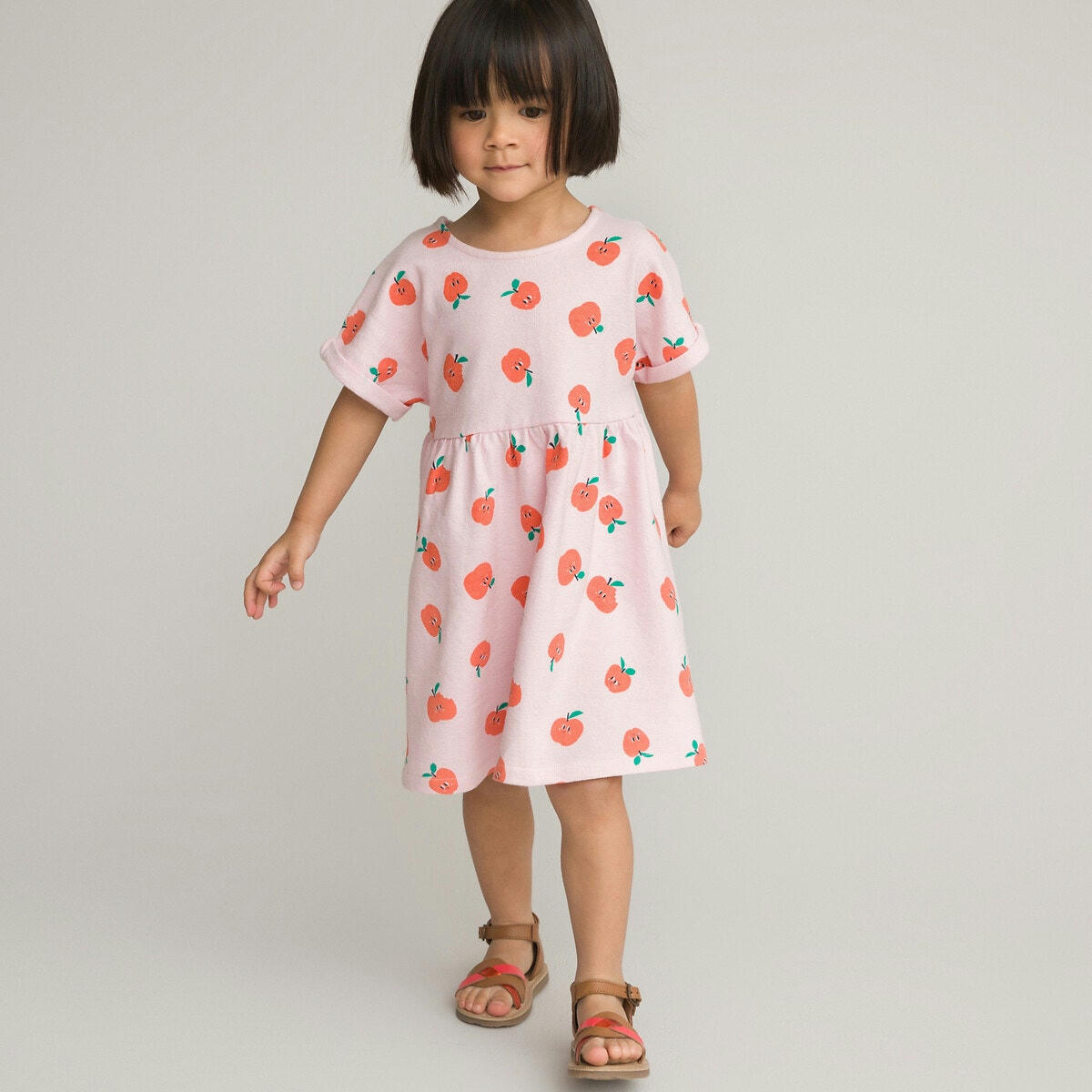 Robe manches courtes, imprimé pommes