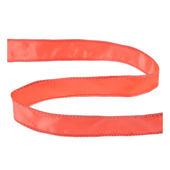 Coral Wire Edge Satin Ribbon 25mm x 3m