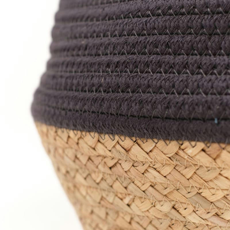 LA FACTORY - Panier rond tressé en coton anthracite 27x23