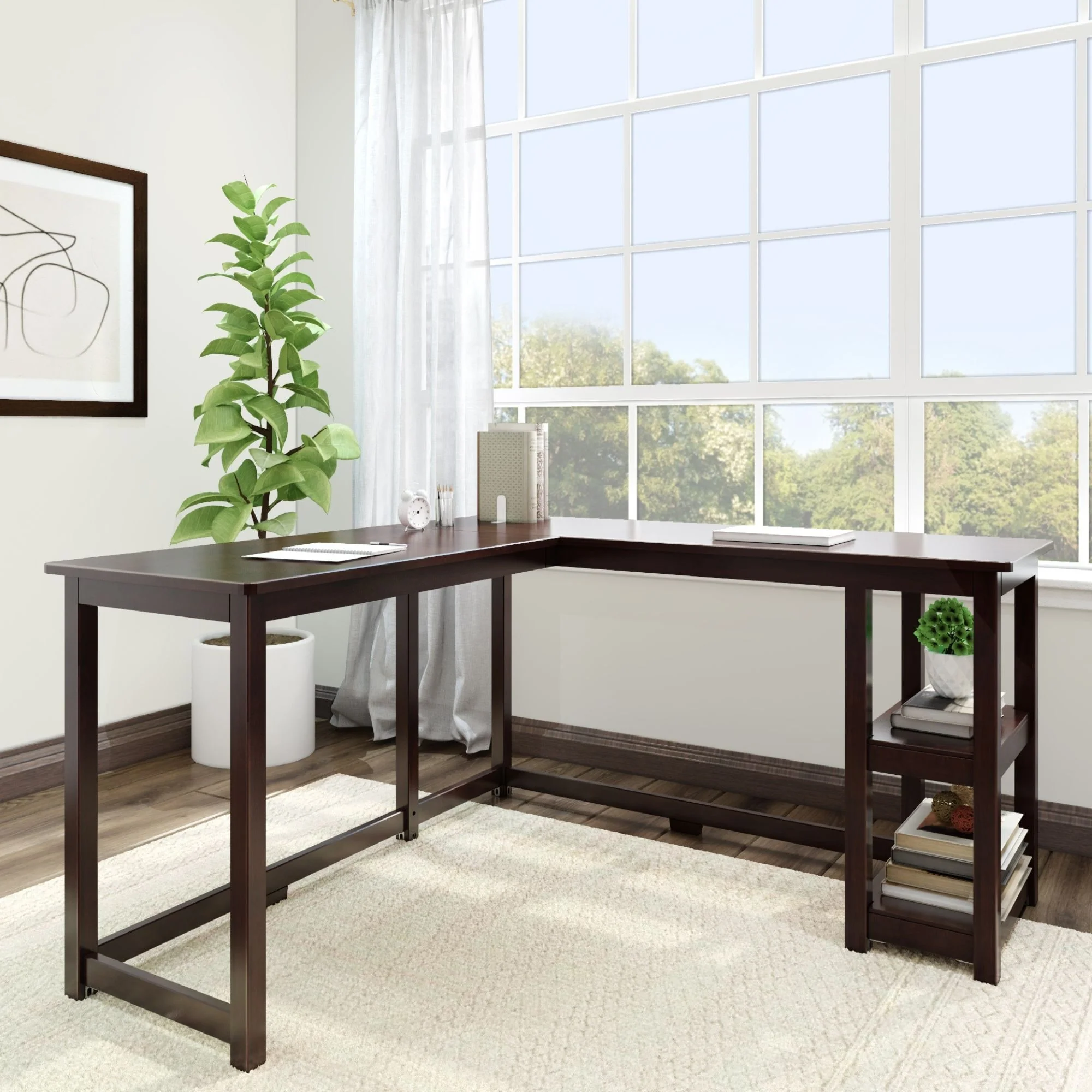 Plank and Beam Corner Desk w/ Shelves