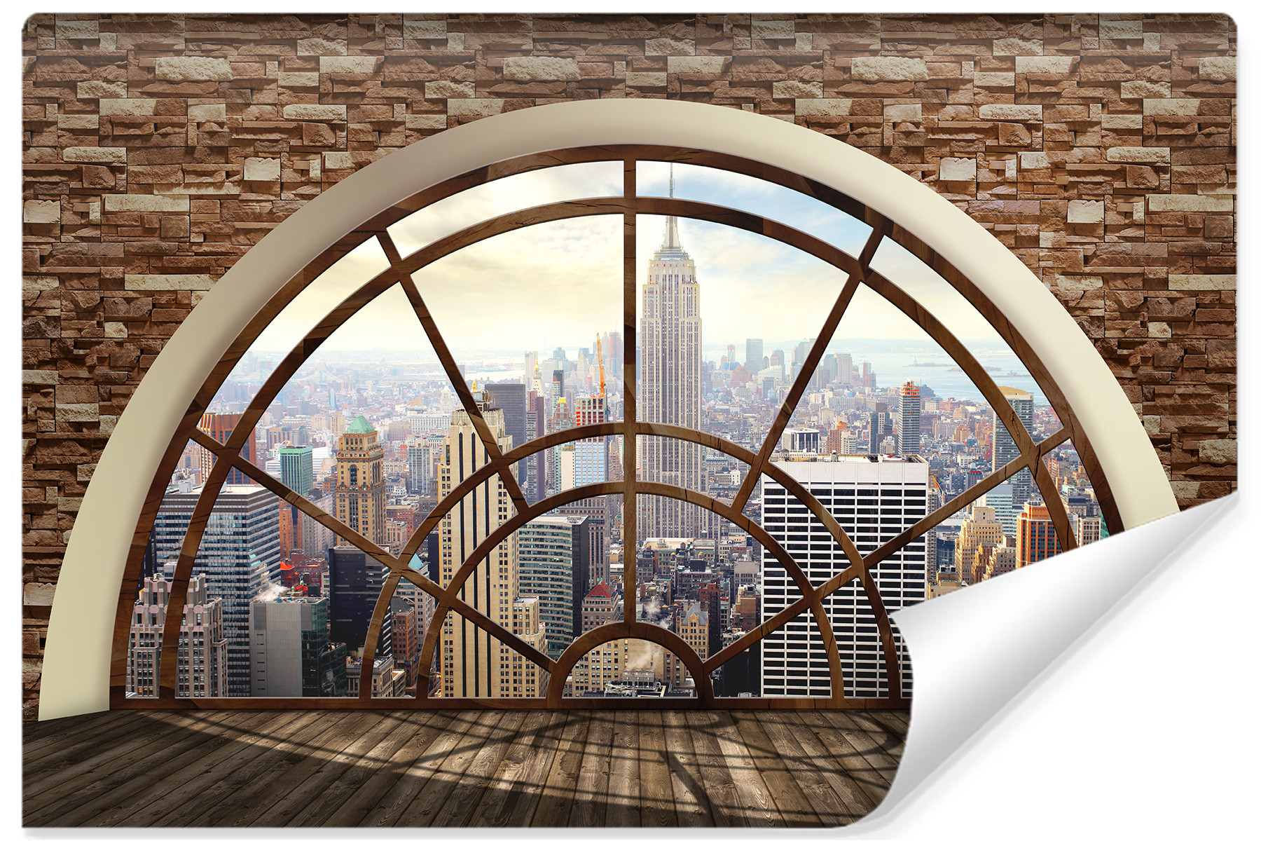 Fototapeta NOWY JORK Widok z Okna Cegły 3D 90x60cm