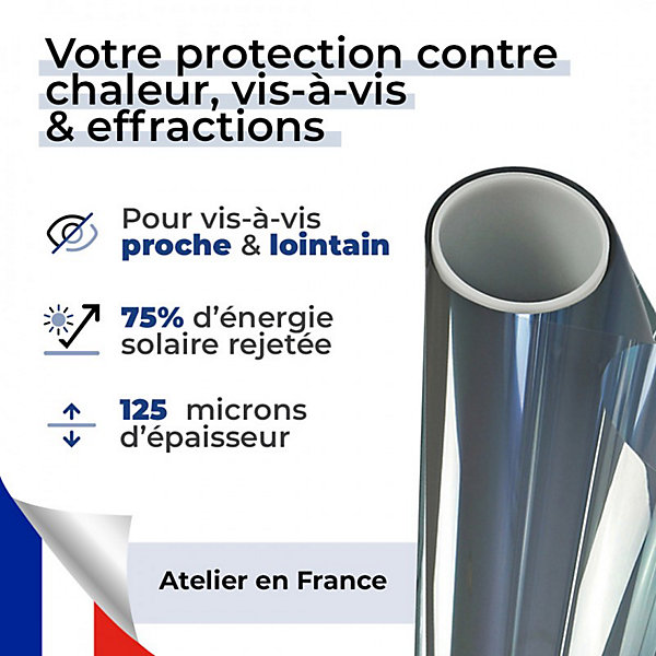 DIMEXACT - Film anti effraction et anti chaleur pour choc depuis l'extérieur alu - 125 microns - 152 cm x 2 m - en Rouleau
