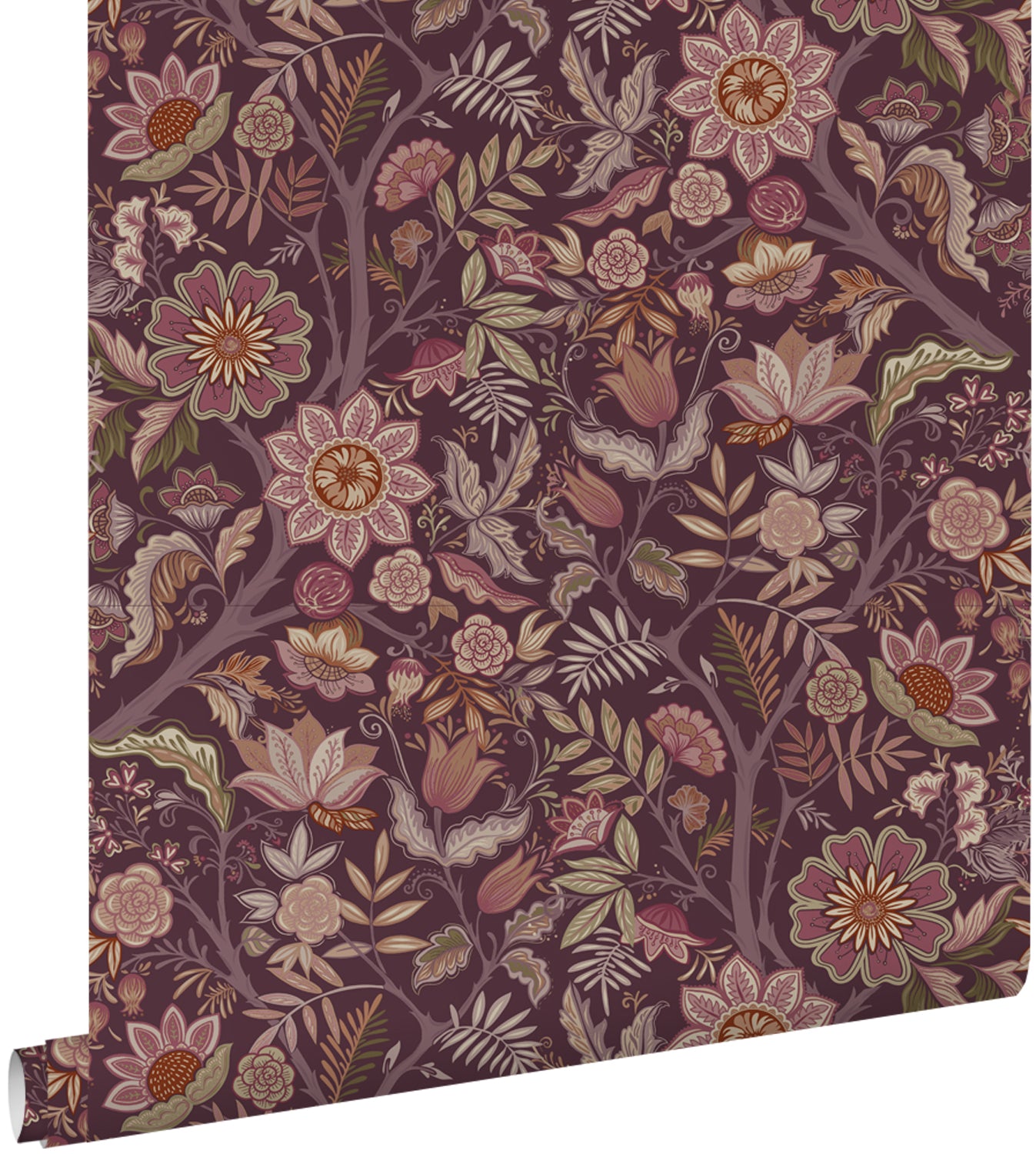 ESTAhome behang vintage bloemen aubergine paars - 53 cm x 10.05 m - 131336