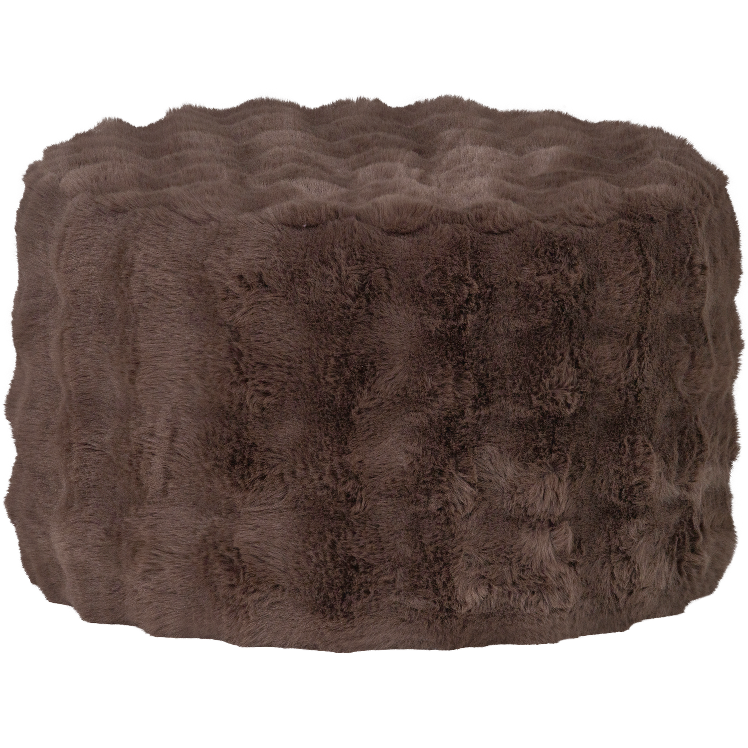 WOOOD poef laag Olven - Fluffy Stof - Bruin - 36x60x60