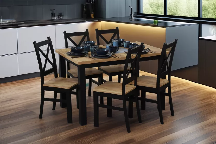 Stół kuchenny rozkładany LAP 150/190x80 Czarny/Dąb Craft