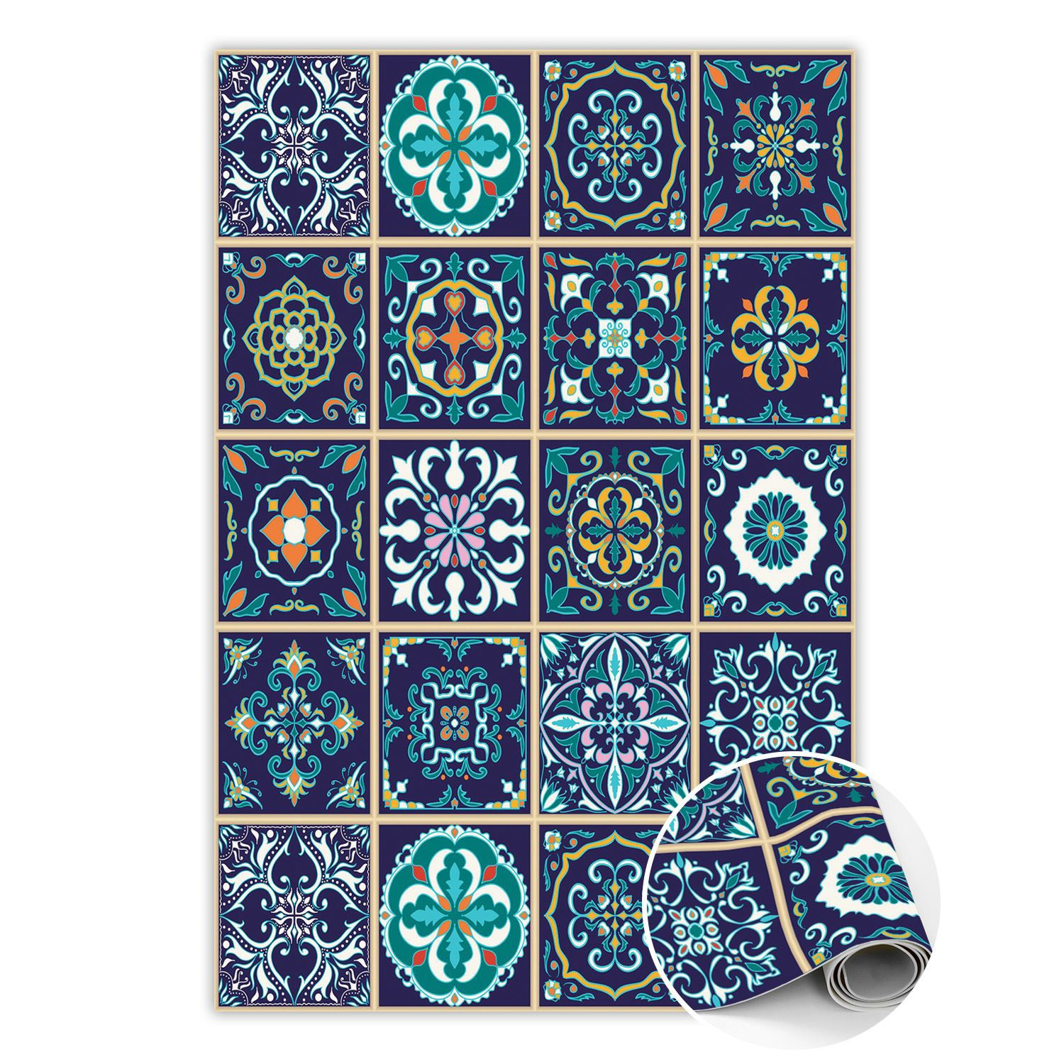 Modny dywan winylowy Portugalskie kafelki 60 x 90 cm