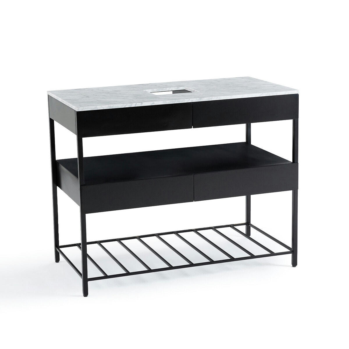 Meuble sous vasque plateau marbre blanc, Limpo