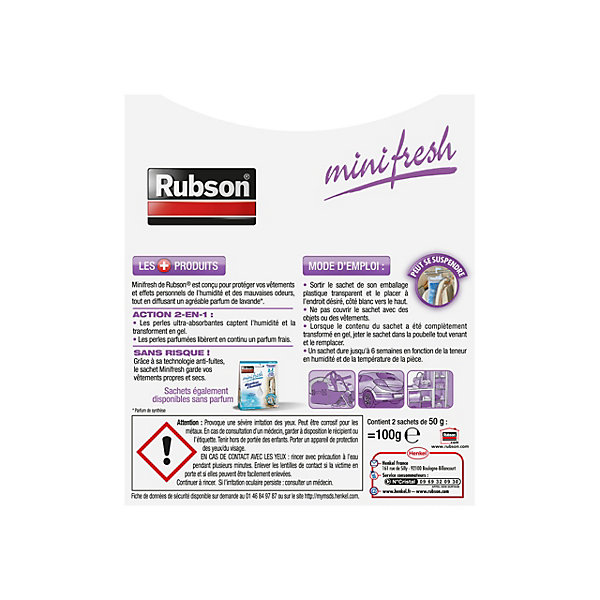 Absorbeur d'humidité Mini fresh lavande 2x50g Rubson