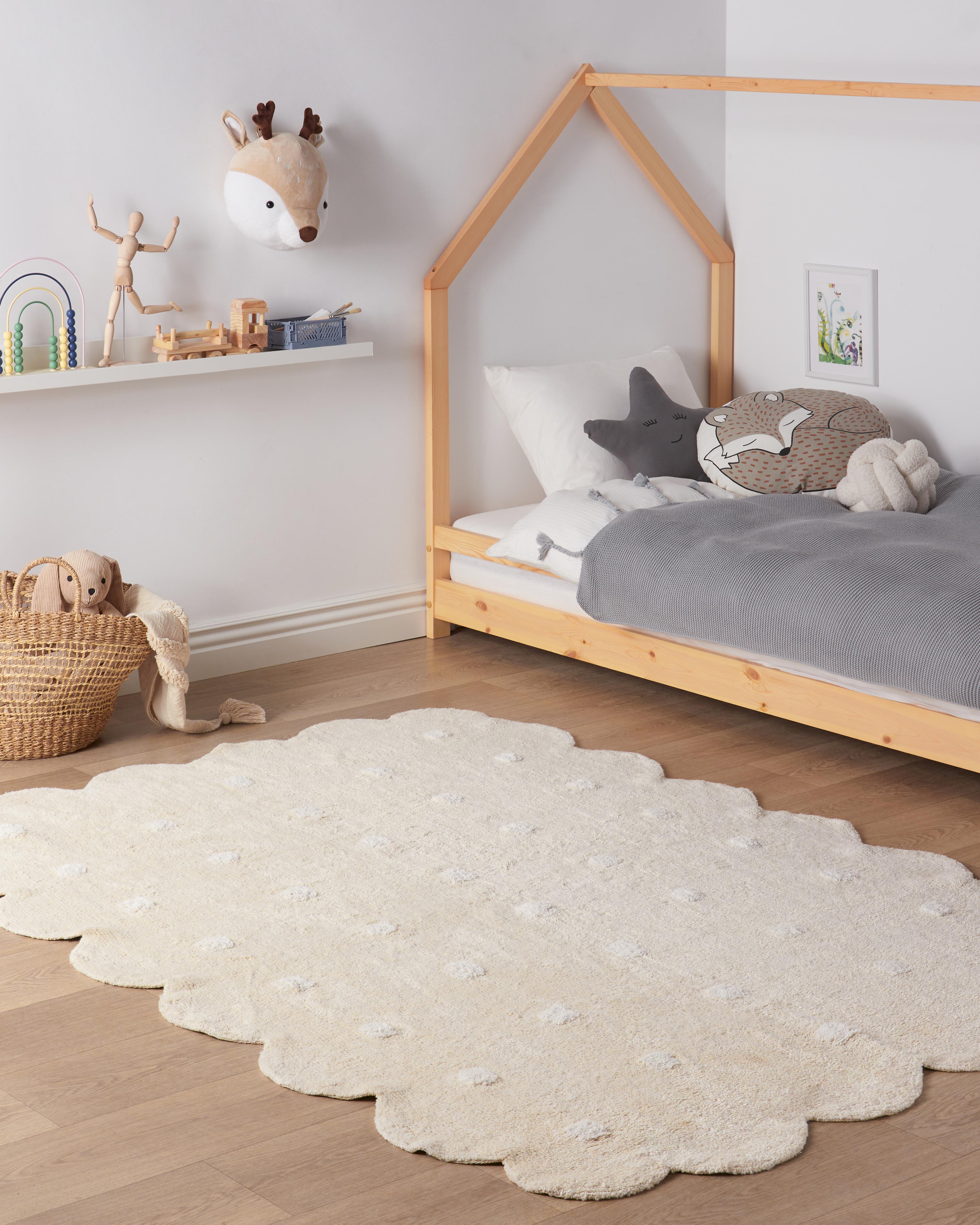 Kids Rug SAREKI Beige 140 x 200 cm Cotton