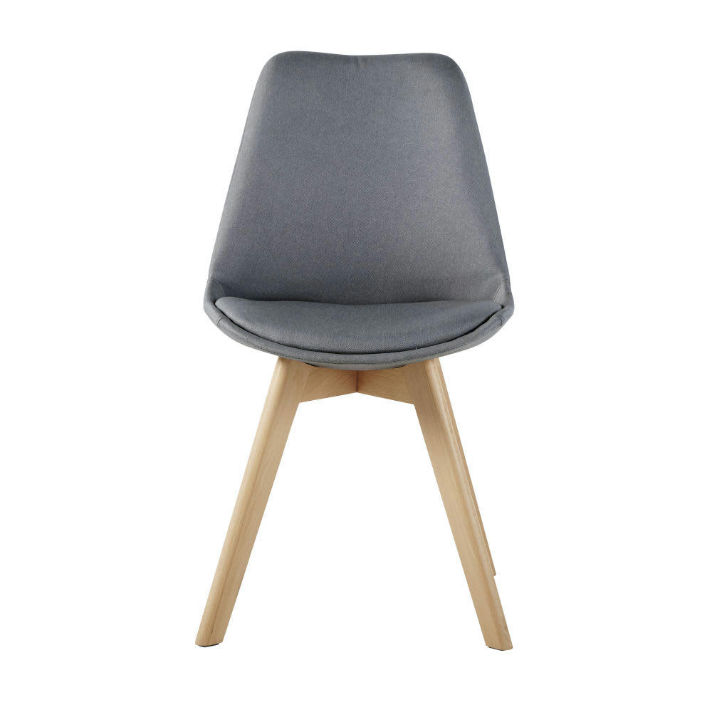 Ice - Chaise en tissu gris foncé et hêtre