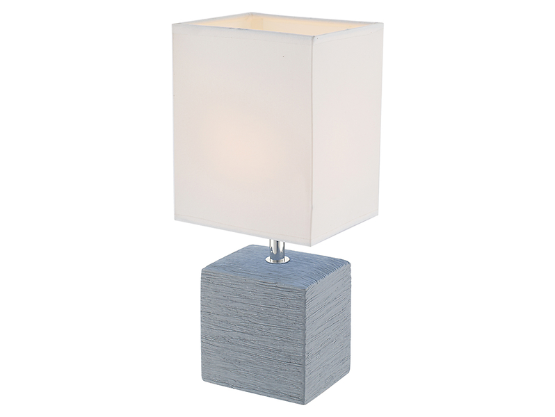 Lampa stołowa Geri tkaninowa biało-szara