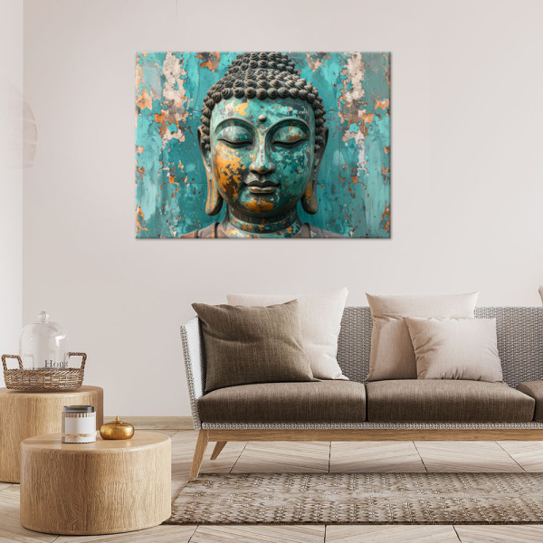 Obraz do salonu sypialni biura, Turkusowy Budda Medytacja Zen Spa 30x20