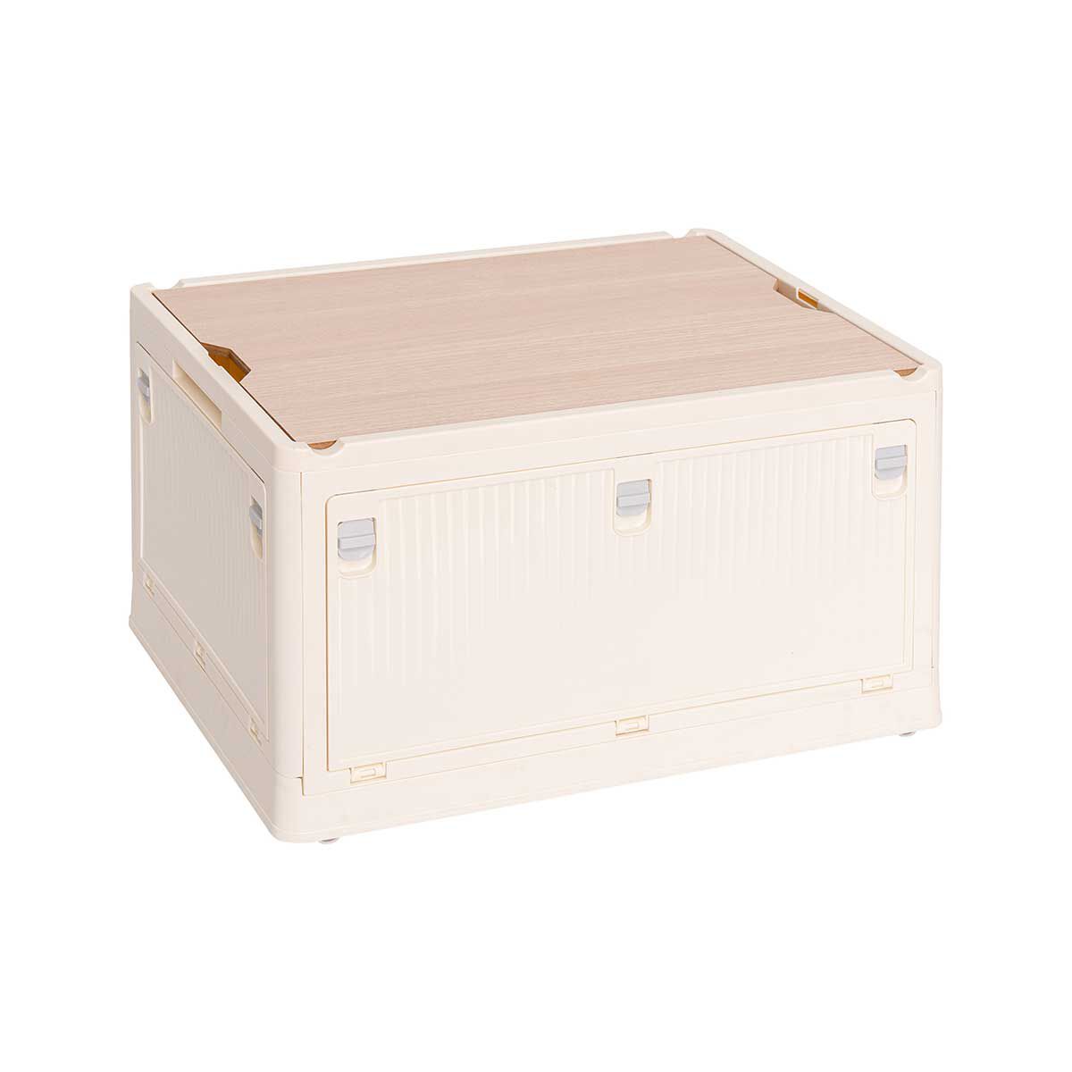 Caixa de arrumação dobrável creme com tampa mdf 31x54,5cm