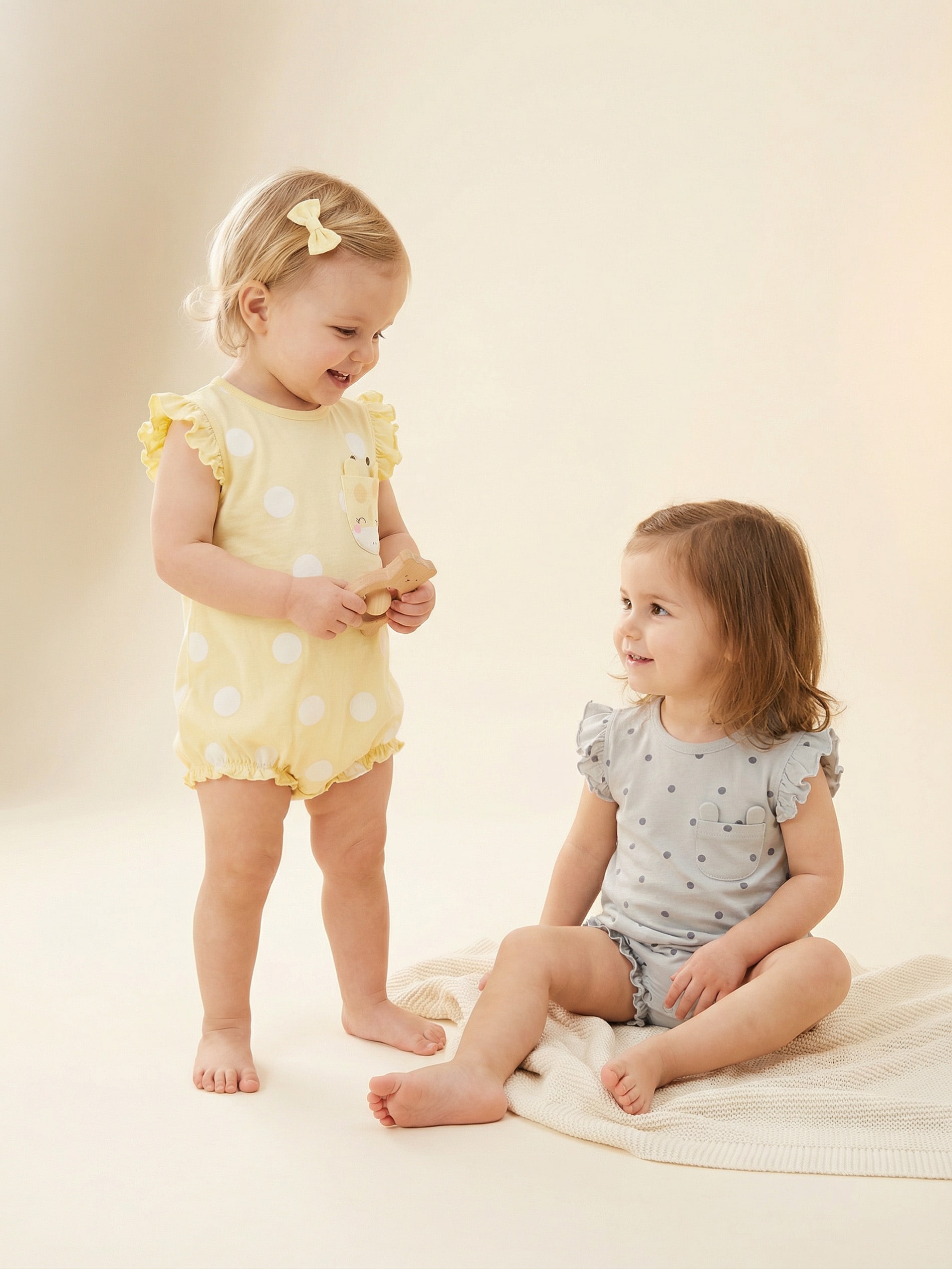 Bawełniane body z ozdobnymi falbanami 2 pack