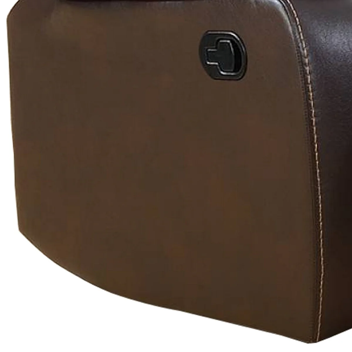 37 Inches Leatherette Glider Recliner with Pillow Arms, Dark Brown