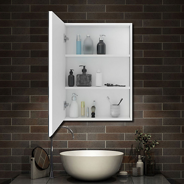 Armoire de Toilette Mural avec Miroir et Rangement - Moderne, Blanc, 40x70 cm, AICA Sanitaire