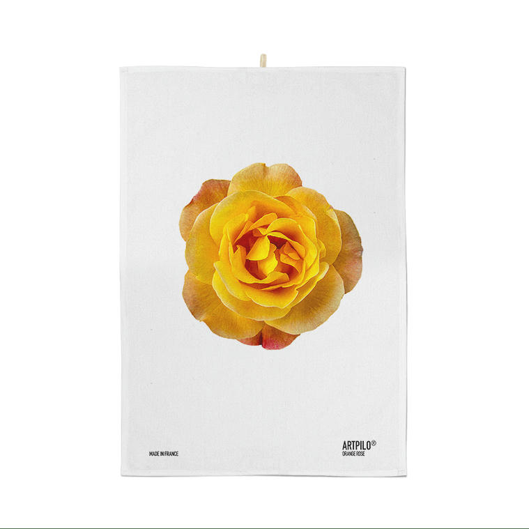 - Torchon fleur coton blanc