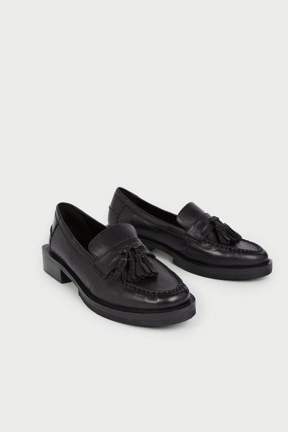 Warehouse Real Leather Tassel Detail Loafer