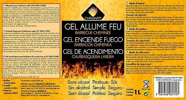 Liquide allume-feu en gel Pyrofeu en bouteille capacité 1 L