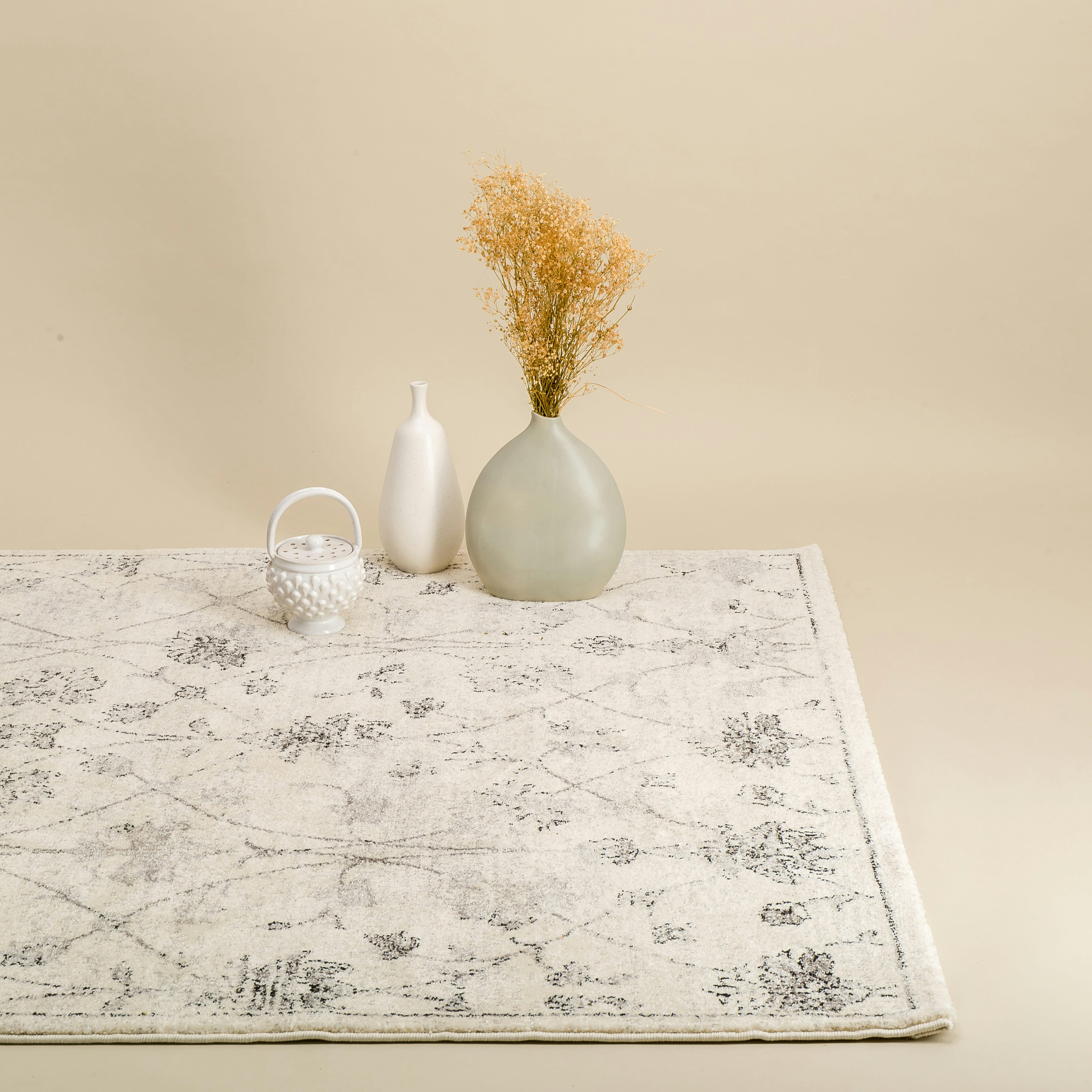 FLORAL - Tapis design contemporain floral gris 160x230
