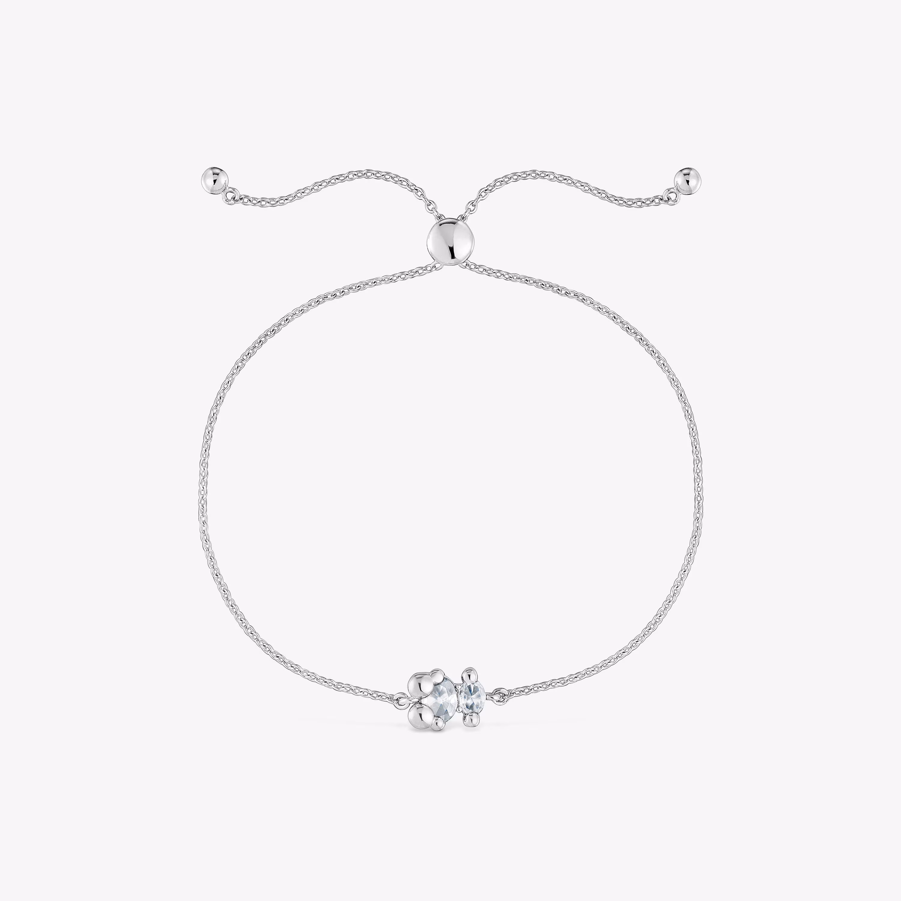Pulsera cadena motivo oso de plata y cuarzo cristal de roca Color Bear