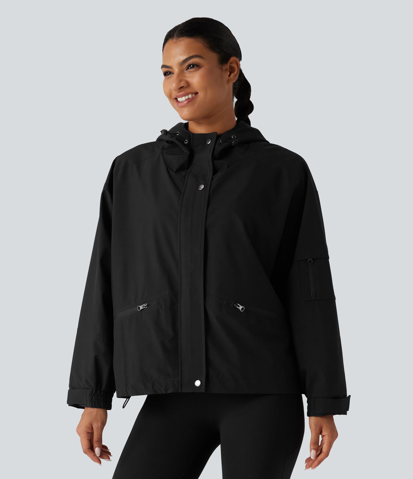 Veste à capuche à manches longues avec cordon de serrage et poches