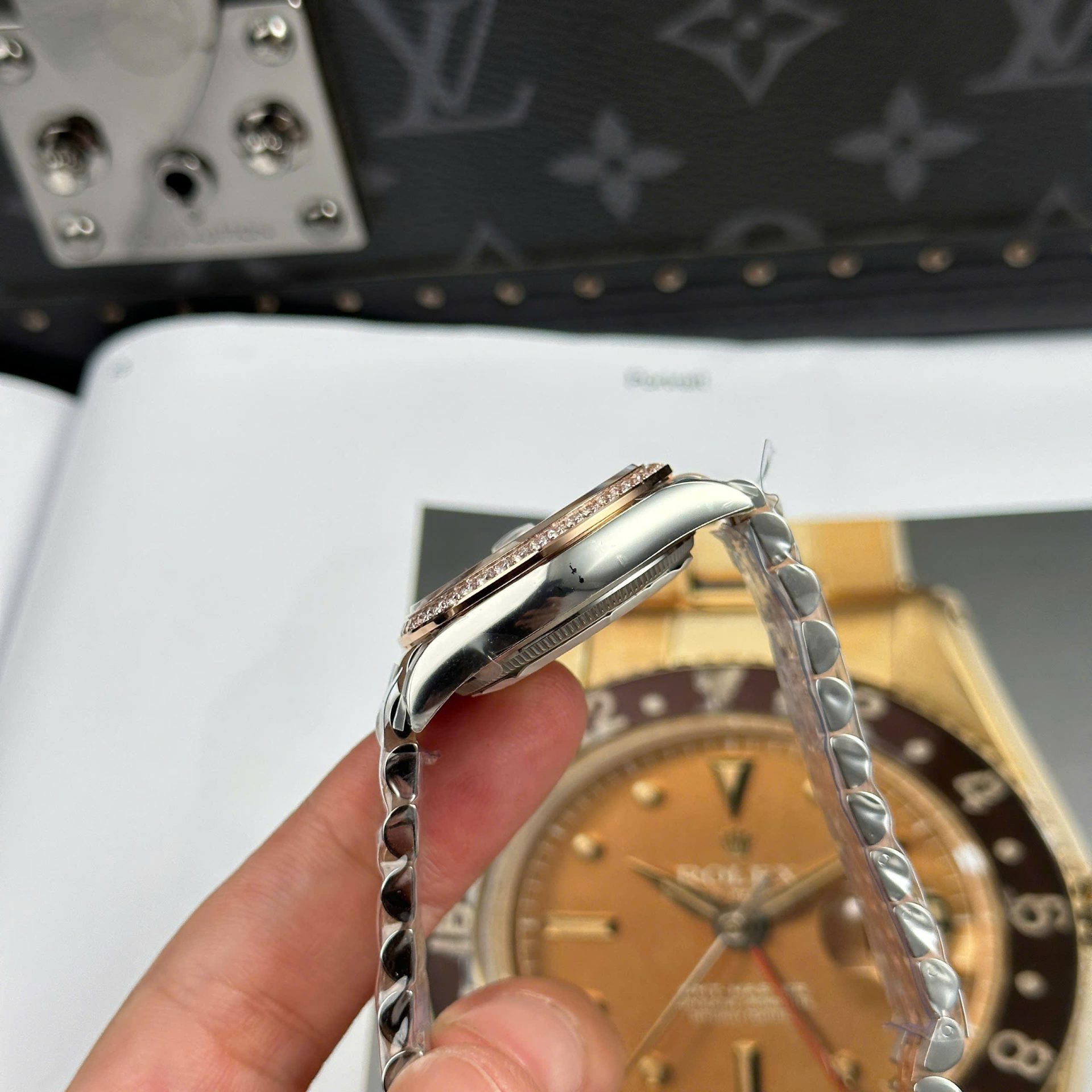Rolex Datejust SS/RG Plated Pink Dial CZ Diamonds 31mm Jub AAA Replica