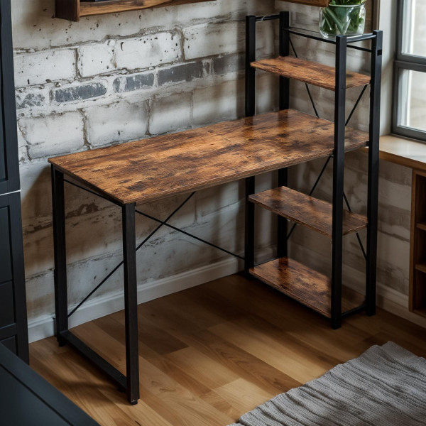Biurko duże ciemny brąz z półkami vintage 120x60x120 VB6 Begryf