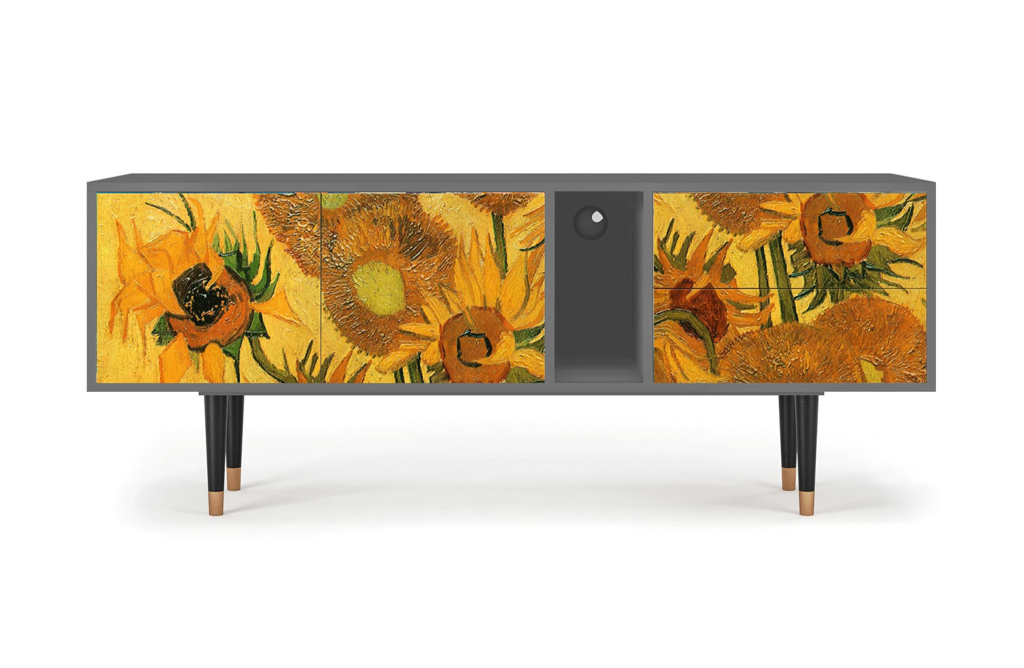 SUNFLOWERS BY VINCENT VAN GOGH - Meuble TV  jaune 2 tiroirs et 2 portes L 170 cm