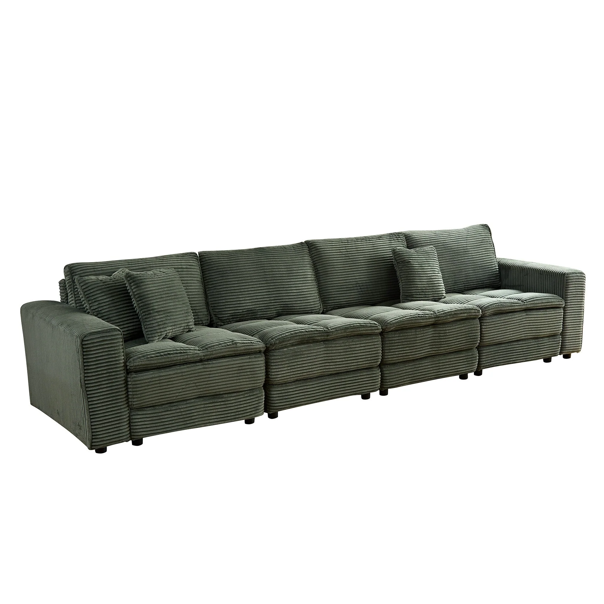 137.79'' L-Shaped 4-Seat Convertible Sofa with Detachable Cushions