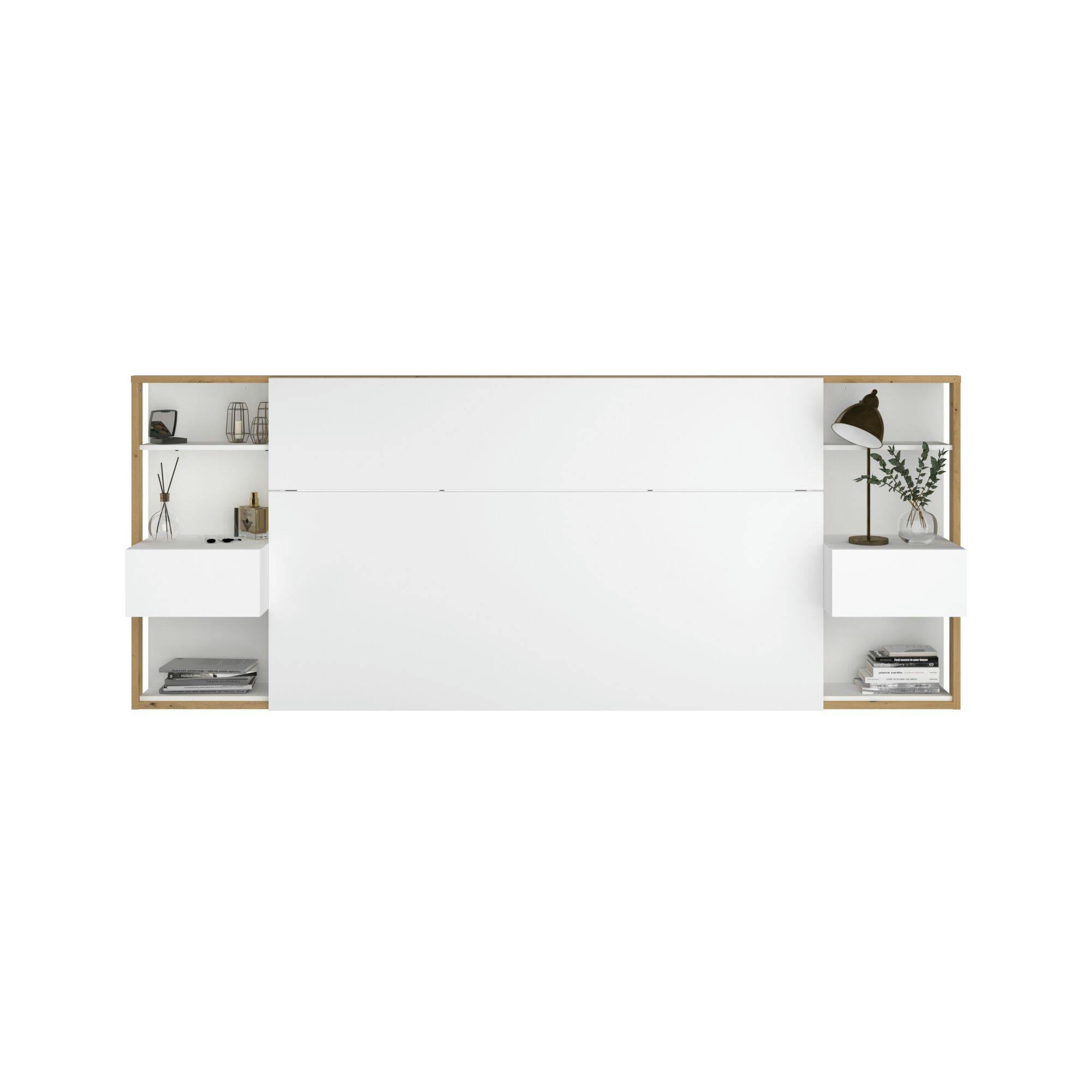 PARIS - Tête de lit effet bois et blanc pour lit de 140 ou de 160 cm