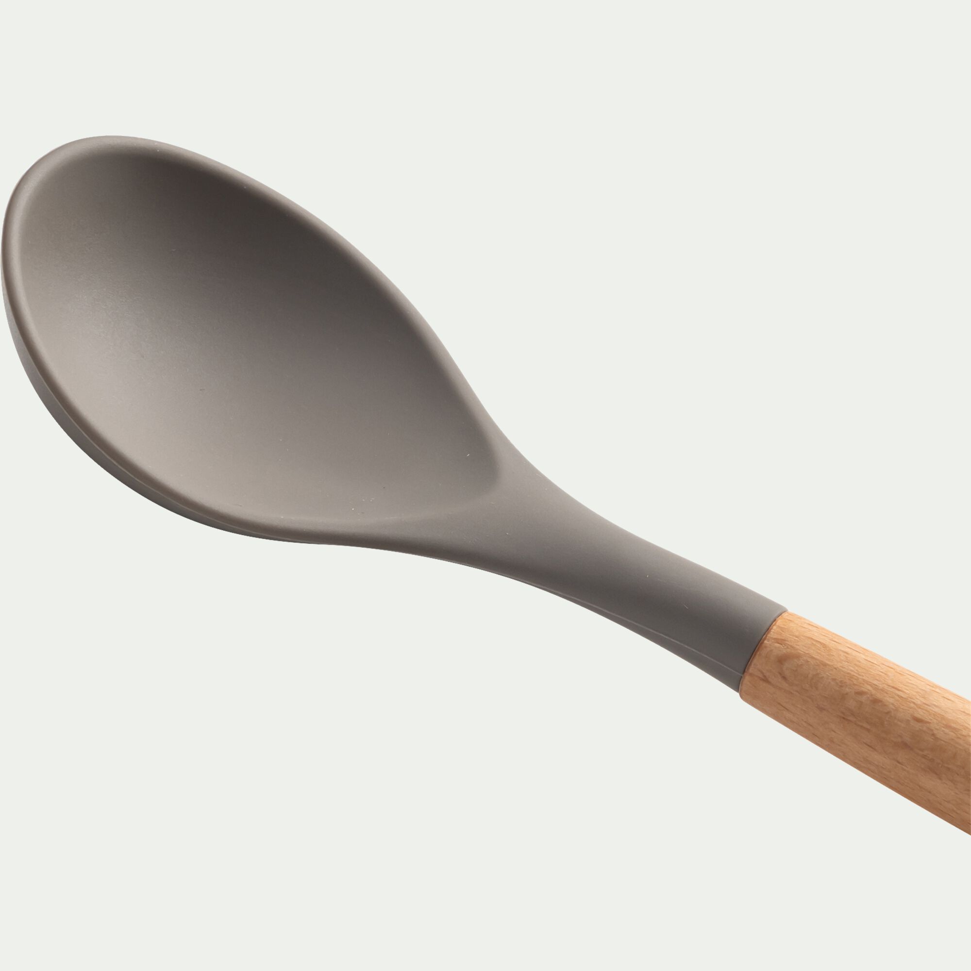 PISTOU - Cuillère en bois et silicone - brun terre ombre