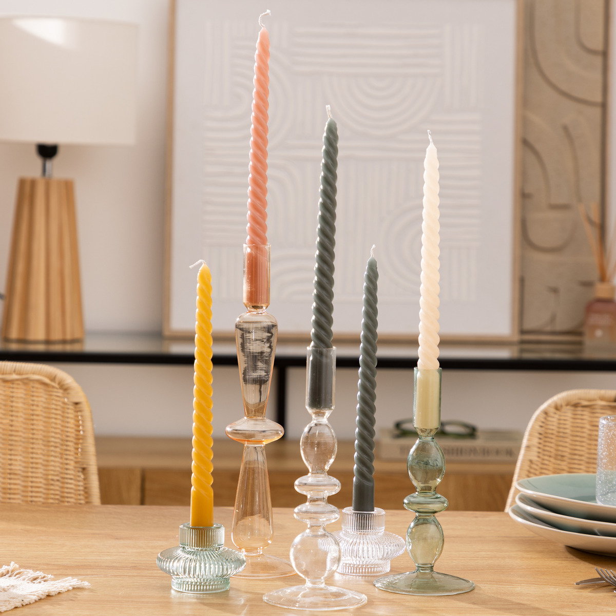 Candle stick "Twist Many" Green, 180g